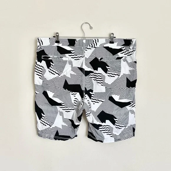 American Rag Poplin Geometric Camo Black White Lightweight Shorts Men’s 38 Slim - Picture 9 of 13